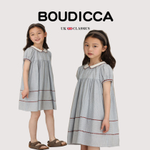 British BOUTICCA childrens clothing summer new girls hit color striped doll collar stitching puff sleeve a-line dress