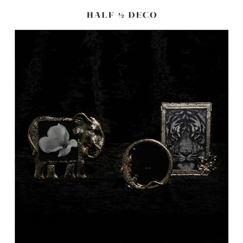 Half ½ Deco Indian Imported Vintage Gold and Silver Metal Photo Frame Decorative Ornaments for Home Model Rooms