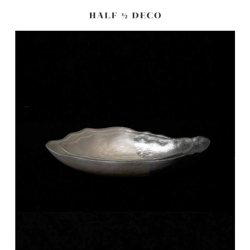 Half ½ Deco Turkish Imported Silver Dull Crystal Oval Fruit Plate Decorative Plate Ornament