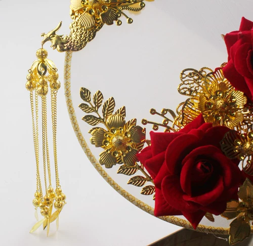 Аксессуар для невесты, ханьфу, набор материалов, китайский стиль, дракон и феникс, «сделай сам»