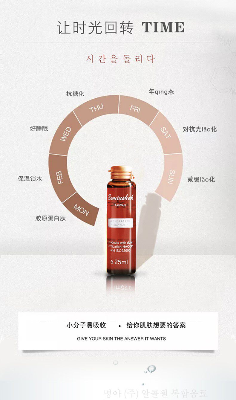 Five Treasure Mom Beminshah Beminshah veratrol yuan second generation medical beauty 1 box 16 bottles