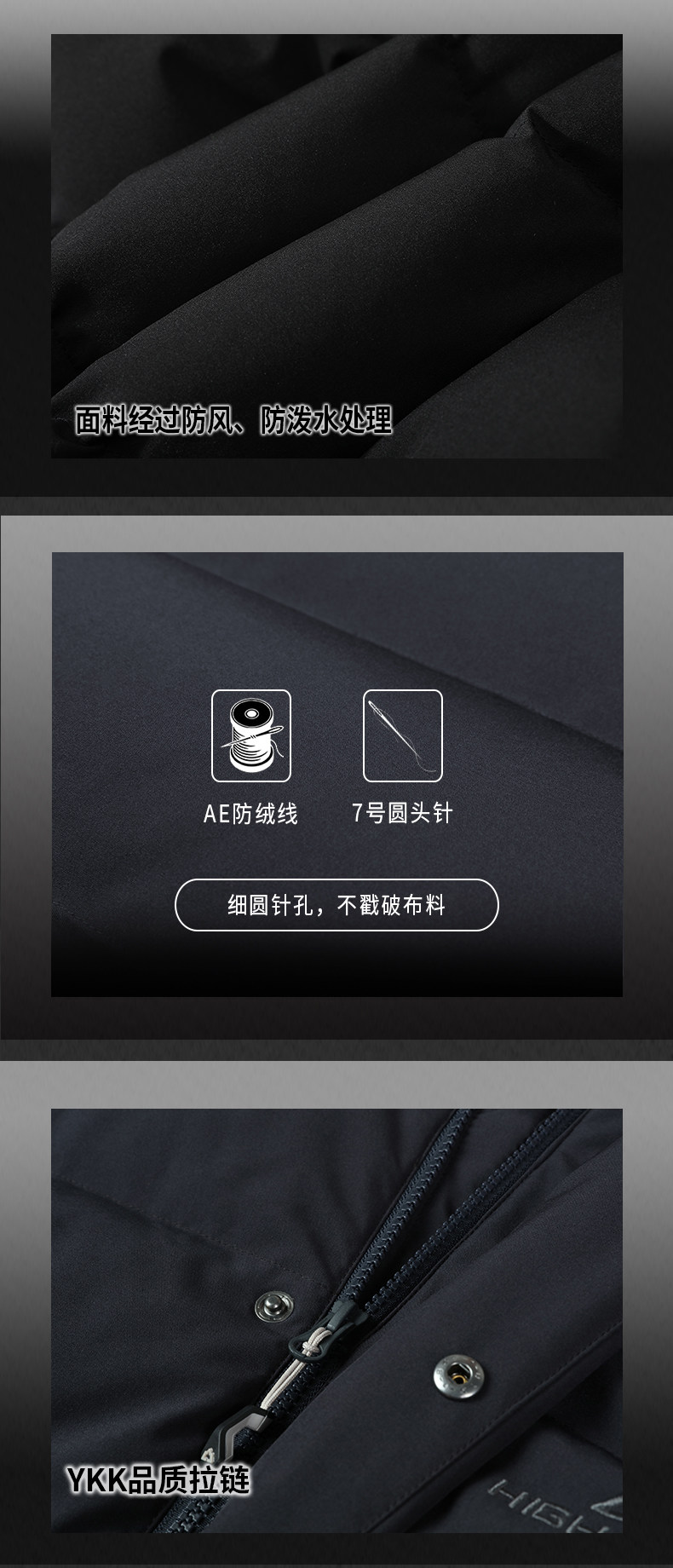 Highrock 天石 RDS认证700蓬250鹅绒 男女加厚长款羽绒服 图3