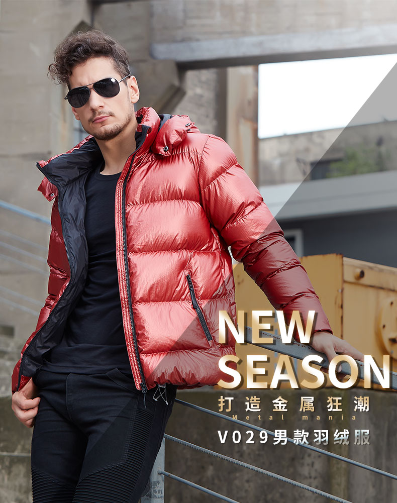 天石 RDS认证700蓬200克鹅绒 男19款 金属色羽绒服 图1
