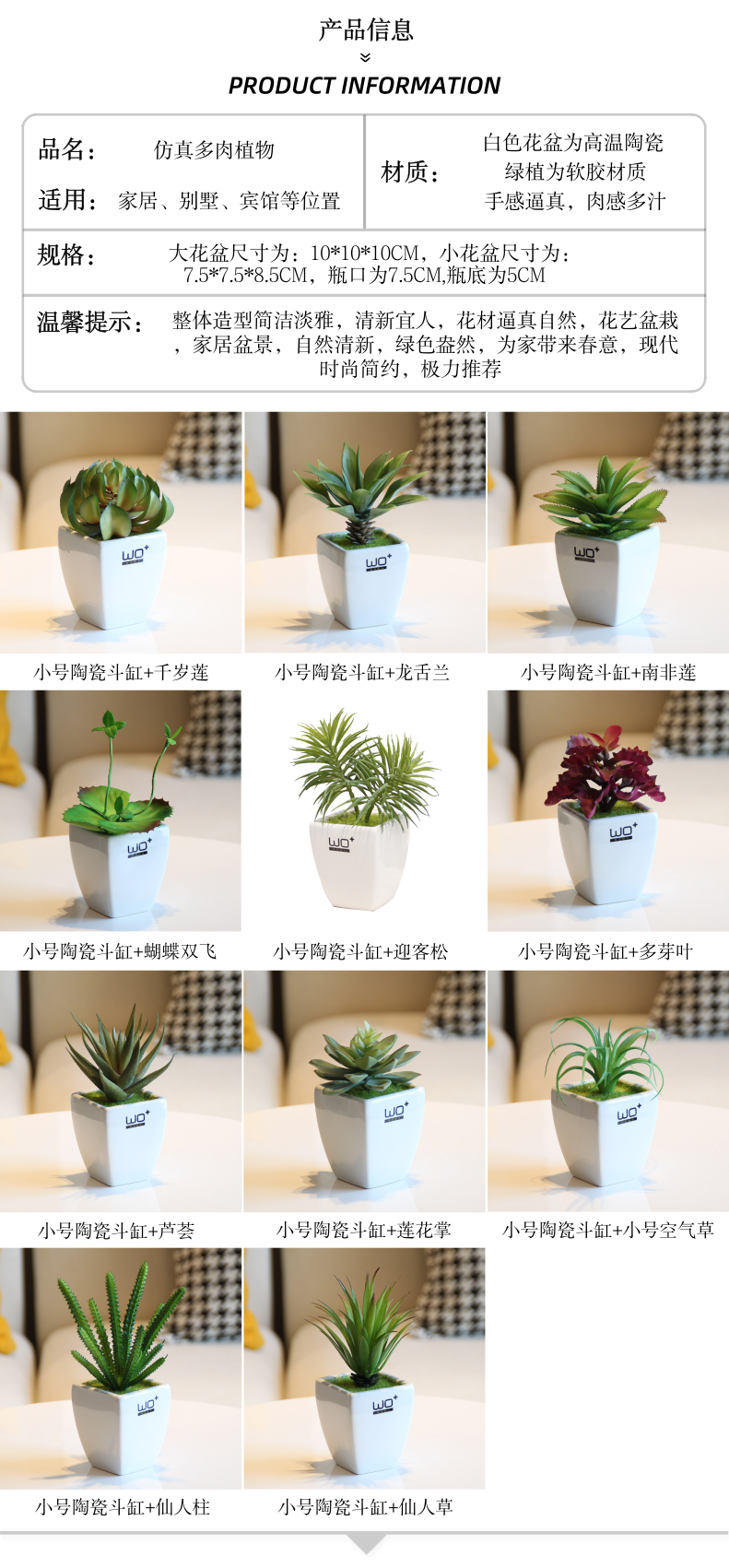 The Send + high simulation fleshy green plant pot with ceramic flower pot fresh Nordic wind bookshelf sink decorative furnishing articles