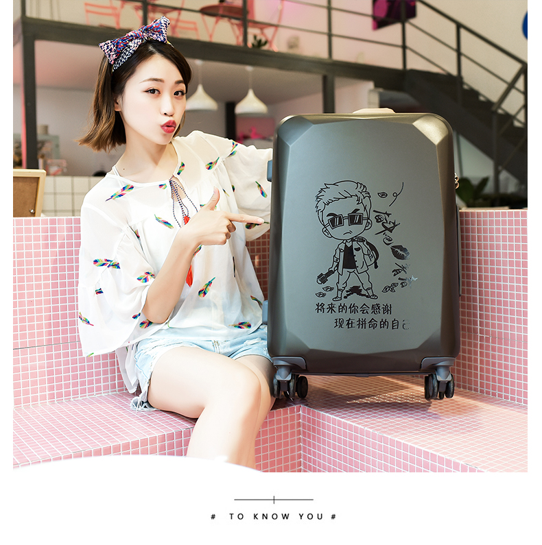 Hành lý xe đẩy nữ phiên bản tiếng Hàn của bánh xe nhỏ tươi phổ thông 20 inch sinh viên đại học 24 hộp mật khẩu vali cá tính nam vali du lich