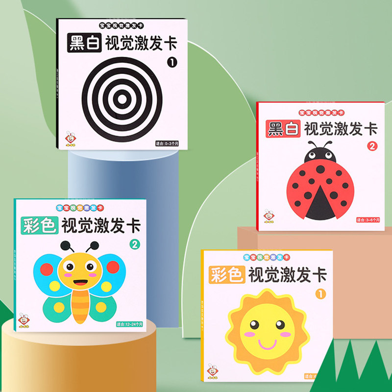 Duman Newborn Baby Teaches Early Right Brain Development Flashcard Enlightenment Vision Stimulation Black & White Contour Color Card 160