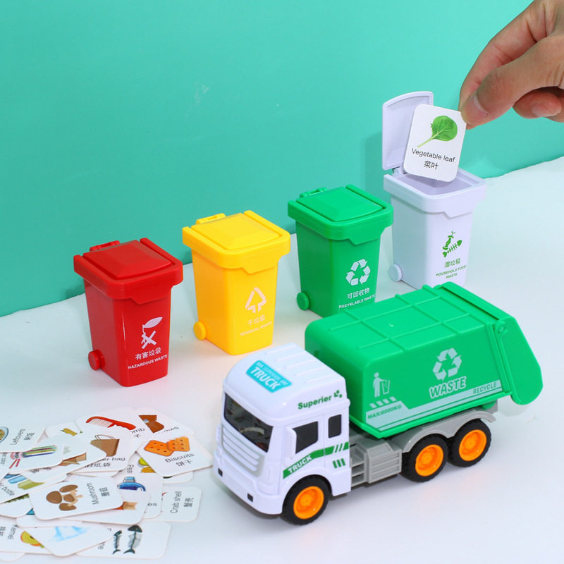 Puzzle Bins Trash Sorting Clean Car Nursery School Science Early Teaching Desktop Children Interactive game Toys