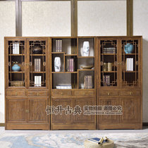 Solid wood bookcase Antique bookcase locker New Chinese combination cabinet bookcase South Elm floor bookcase cabinet display cabinet