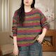 Autumn fashionable and versatile striped round neck long-sleeved sweater 2779