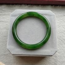  Hetian Jade Spinach Green Jasper Round Bracelet