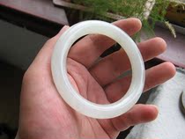  Hetian jade Mountain material round white jade bracelet 56