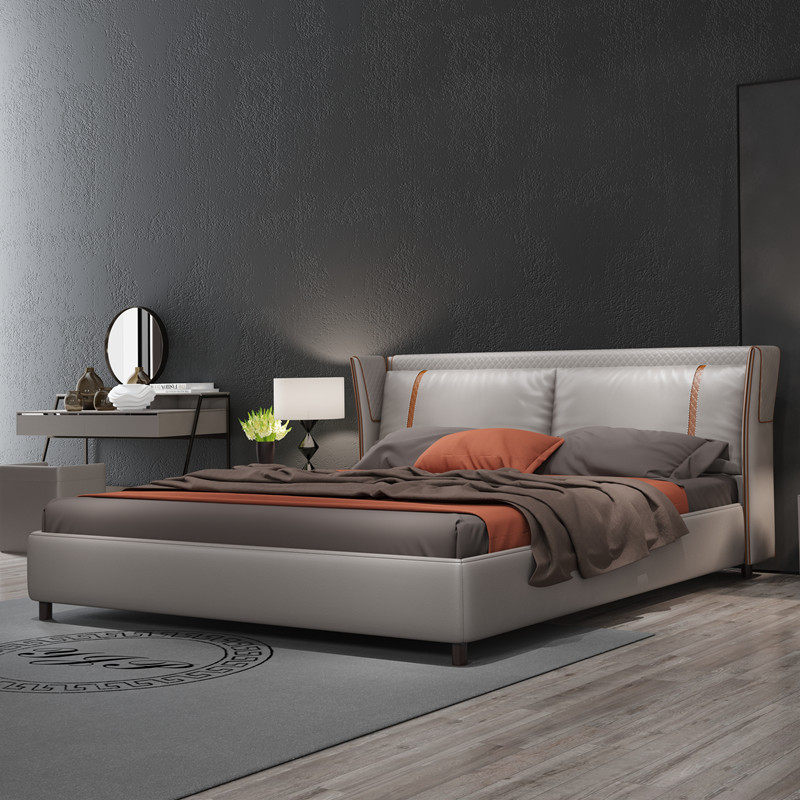 Wedding bed Hong Kong-style light luxury ins net red bed Nordic leather bed master bedroom double bed 2 meters 2 2 large beds modern simplicity