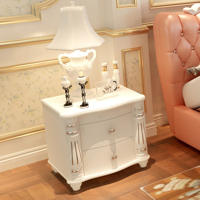 European pastoral simple bedside table simple white solid wood bedside table American Korean modern telephone table drawer cabinet