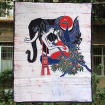 Large batik painting intimacy Yunnan Dai style wall painting cloth decoration painting living room hotel Earth cloth background painting