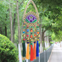 Hanging door wind chimes handmade straw embroidery hanging ornaments remind Bell home wall decoration Yunnan ethnic characteristics pendant