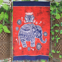 Batik painting curtain blessing elephant cotton fabric partition curtain home auspicious hanging painting sofa background painting living room decoration painting