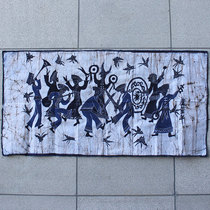 Miao batik painting Lusheng dance cotton mural living room bedroom decoration painting Yunnan ethnic crafts wall decoration wall hanging