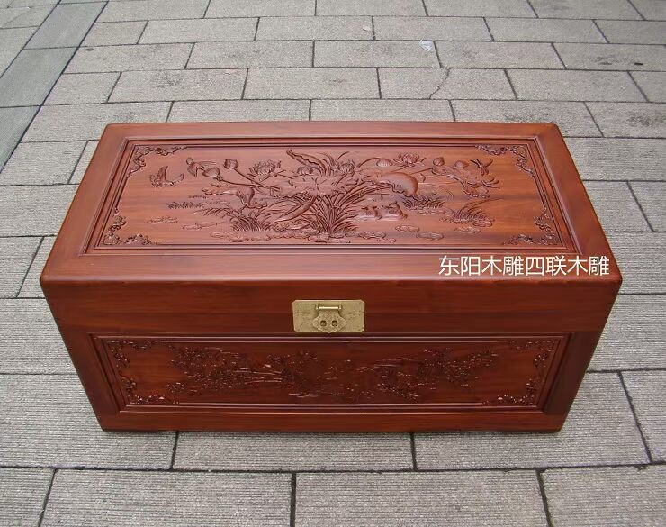 Cao cấp đầy đủ gỗ long não hộp quần áo hộp thư pháp và hộp sơn 鸳鸯 chơi nước lớn hộp đám cưới của hồi môn hộp cổ - Cái hộp hộp gỗ đựng tiền