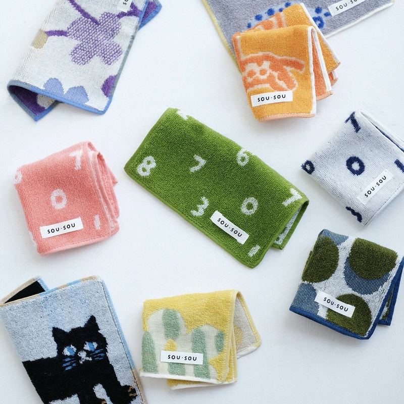 In Stock Japanese-Made Kyoto [Sousou] × Imabari Towel Cartoon Mini Handkerchief Children's Edition