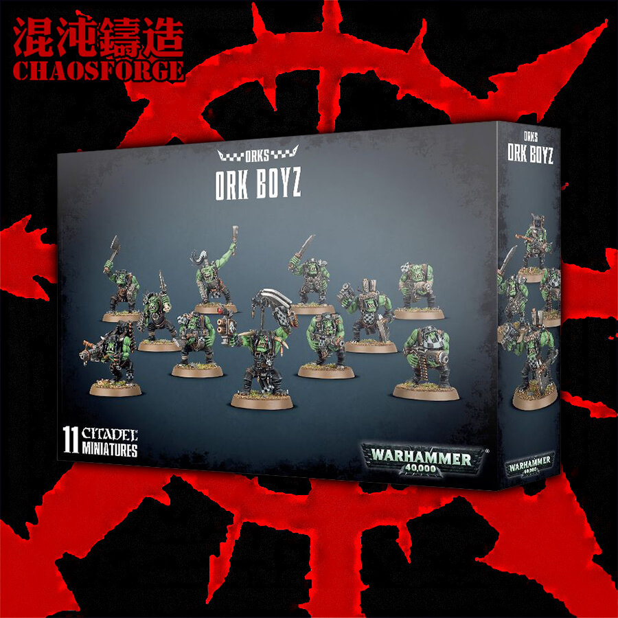 The Warhammer 40K beast man, boy, Orks Boyz.