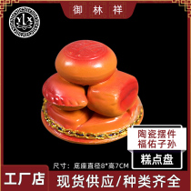 Buried sacrifice pastry plate porcelain cemetery sacrifice ornaments urn colored porcelain shroud wreath funeral supplies