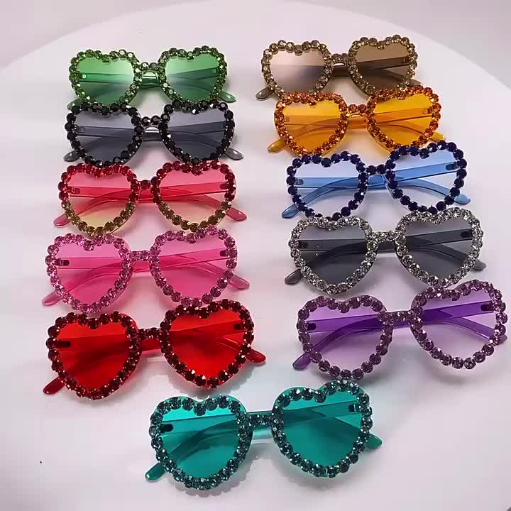 Heart Shaped Rhinestone Sunglasses - Trendy & Fashionable