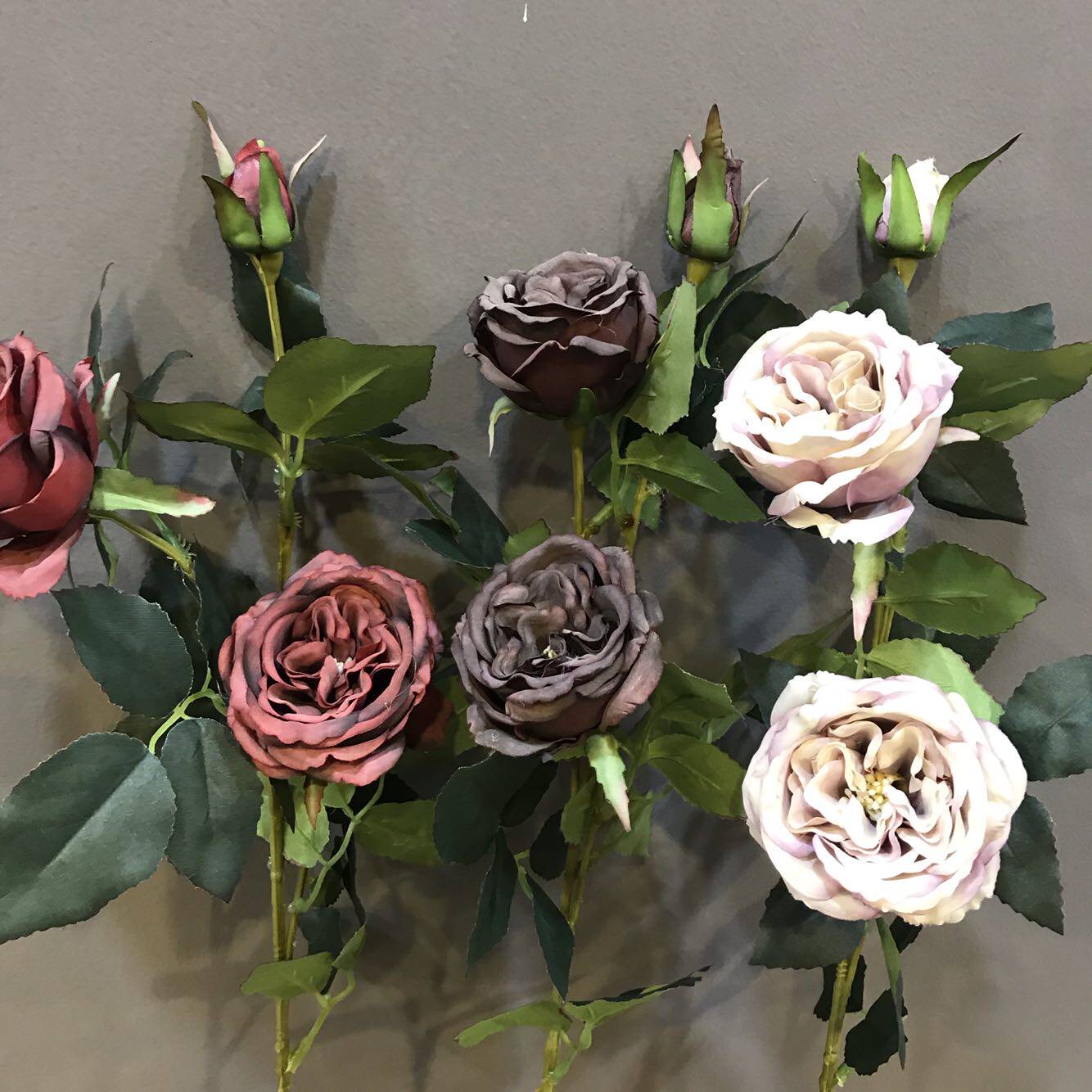 Simulation flower fake flower silk flower European-style American oil painting style single three-head Austin rose living room bedroom board room