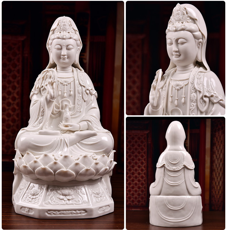 Yutang dai dehua porcelain its kwan Yin - statute six lotus guanyin worship that occupy the home furnishing articles/blue and white color