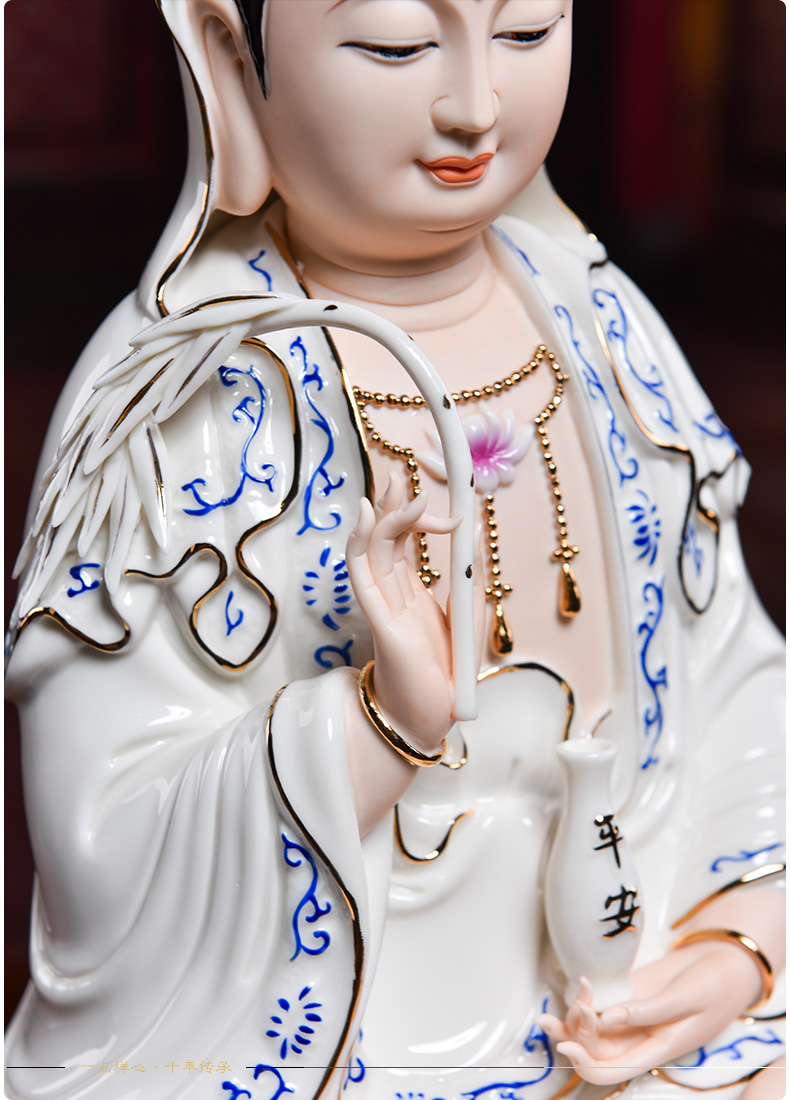 Yutang dai dehua porcelain its kwan Yin - statute six lotus guanyin worship that occupy the home furnishing articles/blue and white color