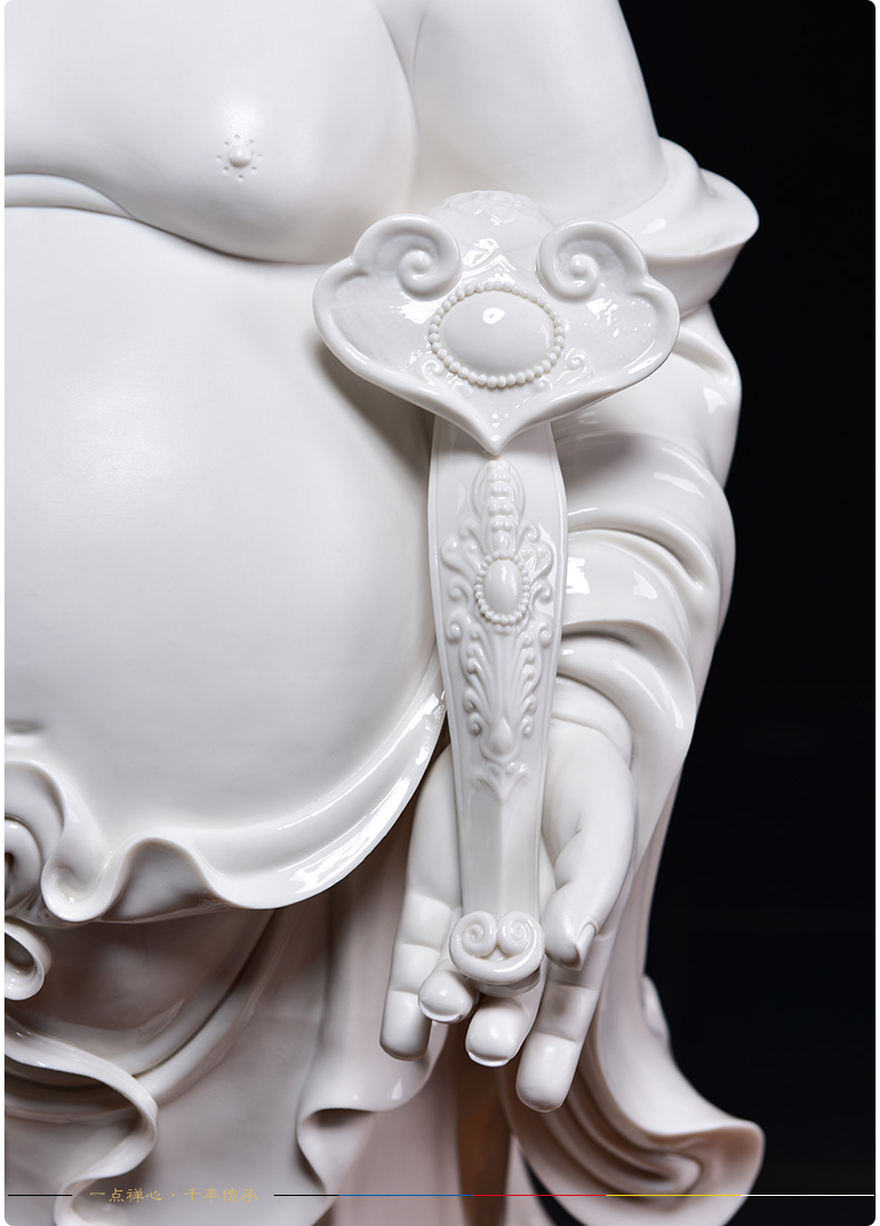 Yutang dai dehua white porcelain office furnishing articles high 85 cm large maitreya worship/lotus ruyi maitreya