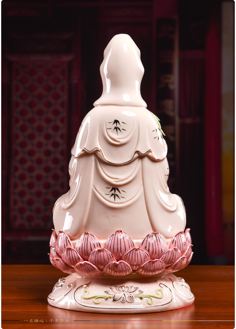 Yutang dai dehua ceramic worship Buddha avalokiteshvara household furnishing articles/glaze gold lotus guanyin