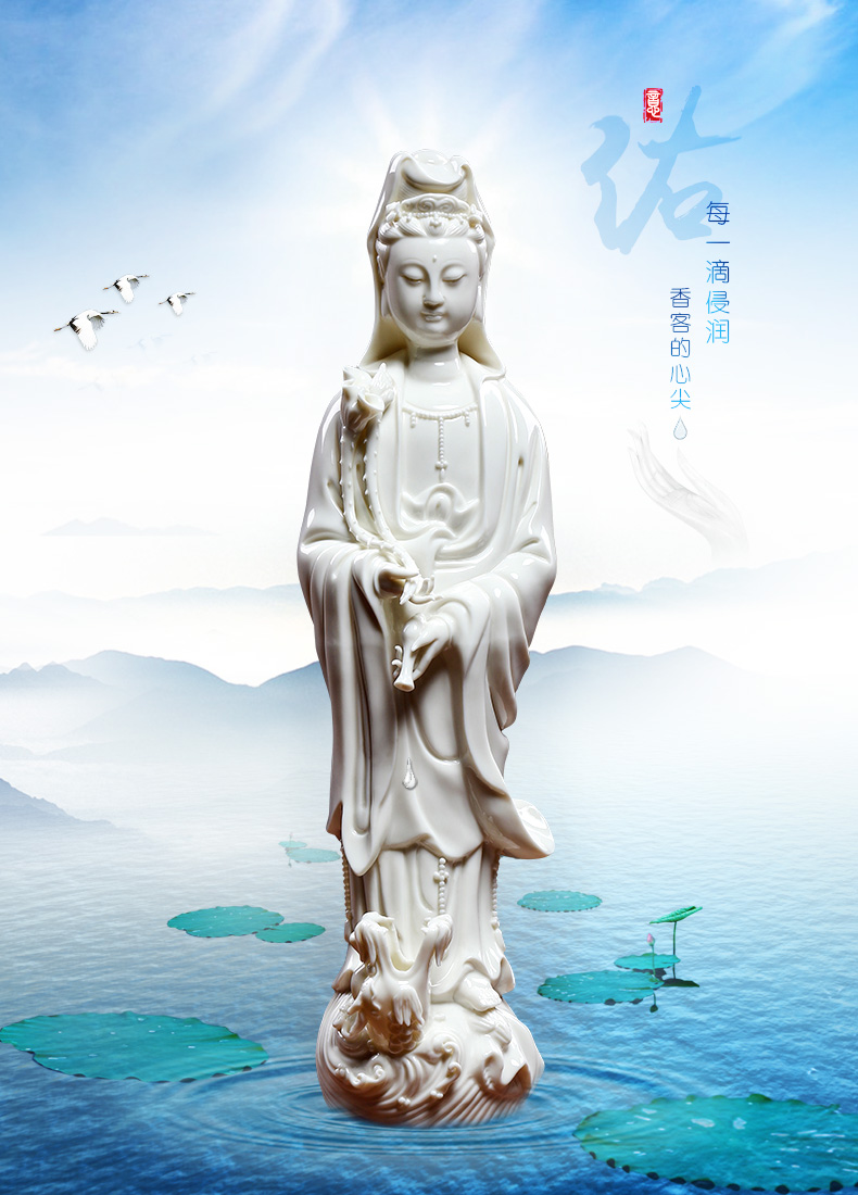 Yutang dai dehua white porcelain ceramics drip guanyin Buddha in the south China sea guanyin bodhisattva Buddha home furnishing articles