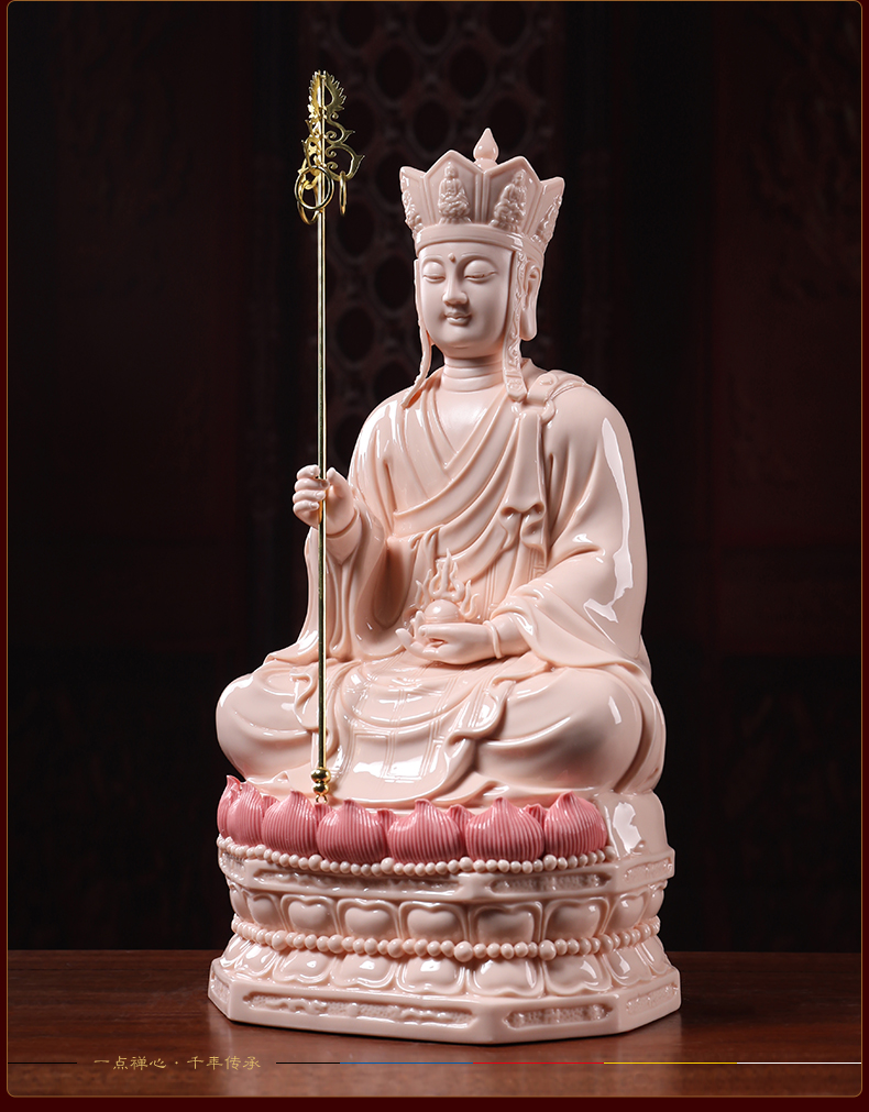 Yutang dai jade ceramic red porcelain retinues three holy figure of Buddha enshrined furnishing articles amida Buddha goddess of mercy corps as earth treasure bodhisattva