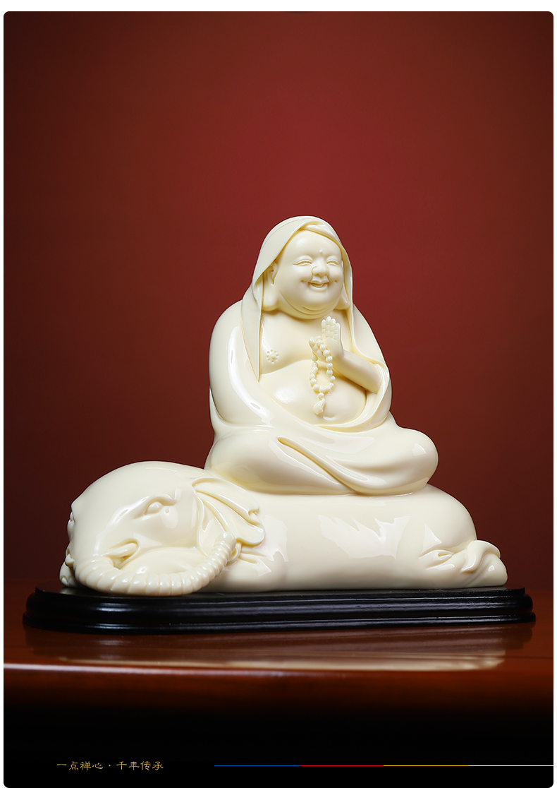 Yutang dai dehua white porcelain master Lin Luyang art smiling Buddha furnishing articles and gear/D01-510