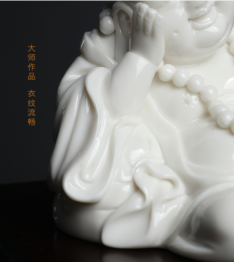 Yutang dai dehua white porcelain laughing Buddha Buddha maitreya a bigger car furnishing articles Liu Mingzhi works comfortable little Buddha