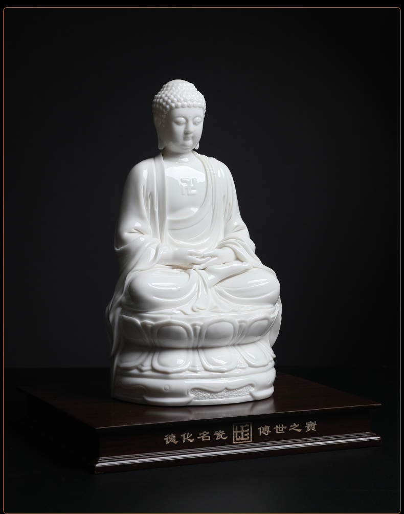 Yutang dai dehua white porcelain Su Youde master Buddha sakyamuni Buddha its art furnishing articles 11 inches