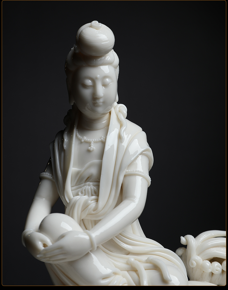 Yutang dai dehua white porcelain statute to occupy the domestic handicraft furnishing articles 8 inches bodhisattva, like riding a lion