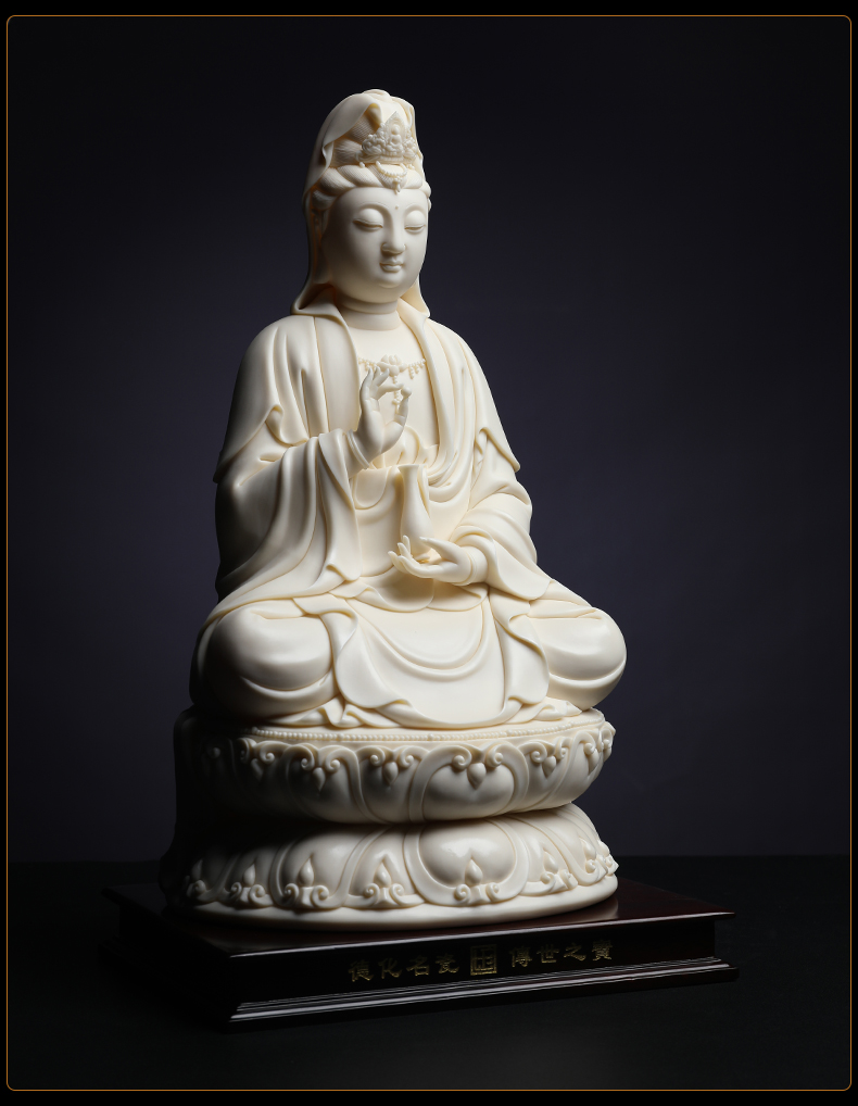 Yutang dai dehua white porcelain Lin Jiansheng master manually signed lotus guanyin Buddha its collection to household