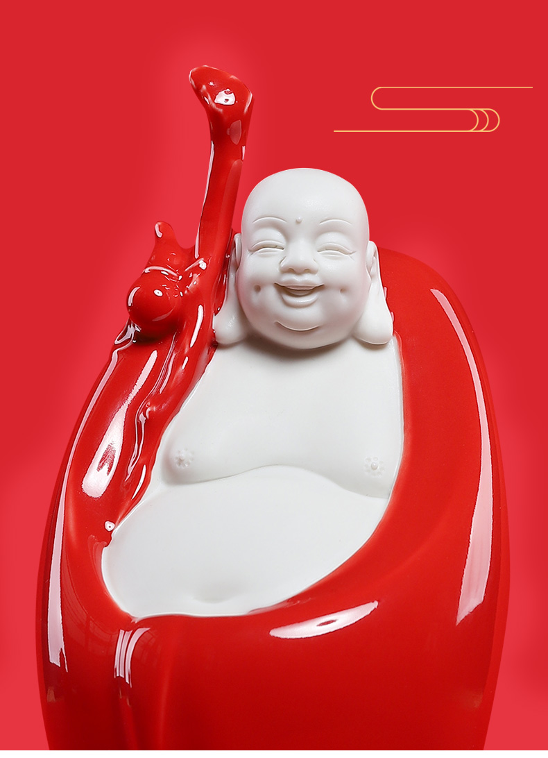 Yutang dai dehua porcelain maitreya Buddha furnishing articles in red creative ceramic primer buddhist in the decorative arts and crafts