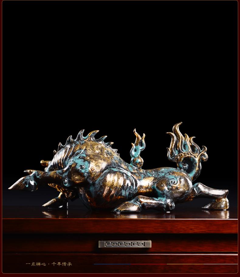 Yutang dai bronze see sitting room ceramics handicraft decoration decoration, cow the mythical wild animal people gifts god beast furnishing articles