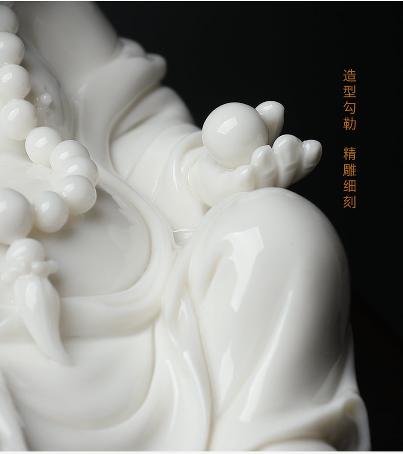 Yutang dai dehua white porcelain laughing Buddha Buddha maitreya a bigger car furnishing articles Liu Mingzhi works comfortable little Buddha