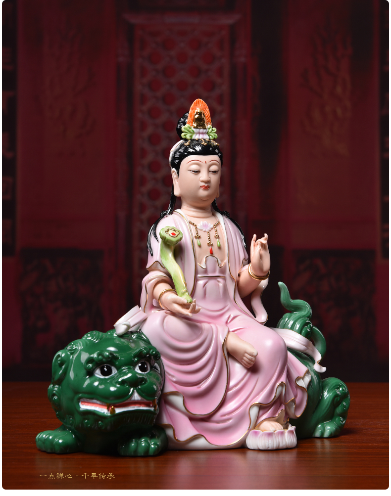 Yutang dai consecrate Buddha sitting room ceramics handicraft furnishing articles/purple color manjusri, samantabhadra bodhisattva three SAN hua yan