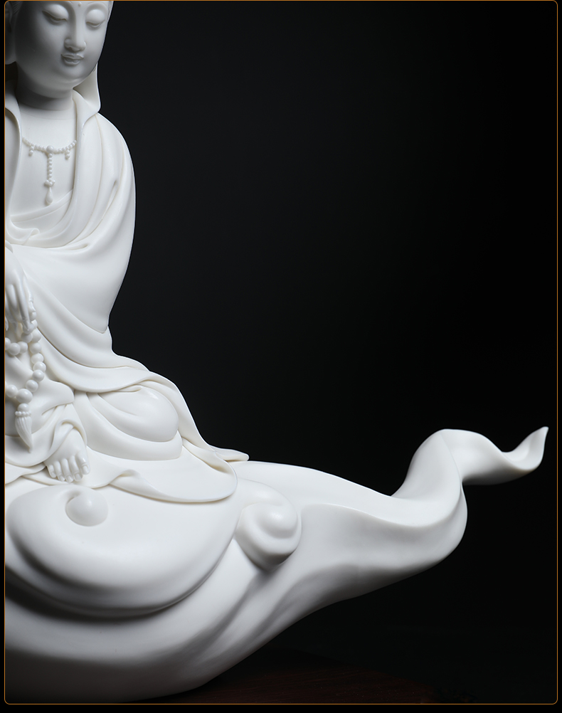 Yutang dai dehua white porcelain xiangyun worship guanyin bodhisattva figure of Buddha handicraft art deco furnishing articles/D26-35