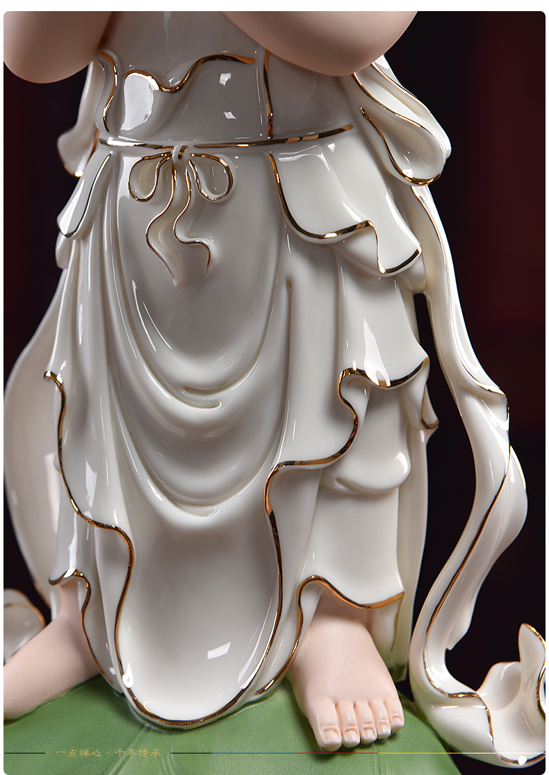 Yutang dai Jennifer, good fortune TongZiLong female ceramic furnishing articles 14 inches paint color to worship Buddha