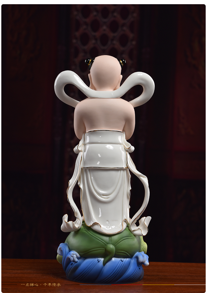 Yutang dai Jennifer, good fortune TongZiLong female ceramic furnishing articles 14 inches paint color to worship Buddha