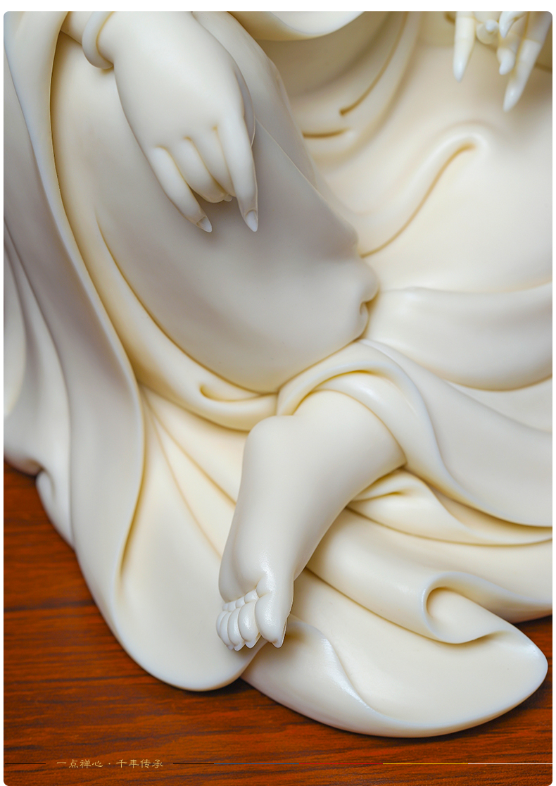 Yutang dai dehua white porcelain master Lin Jiansheng its art collection/lean on raccoon guanyin D03-181