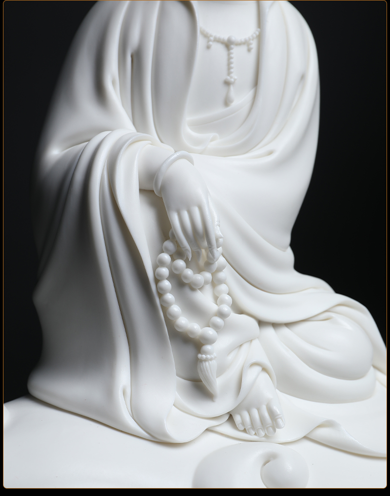 Yutang dai dehua white porcelain xiangyun worship guanyin bodhisattva figure of Buddha handicraft art deco furnishing articles/D26-35