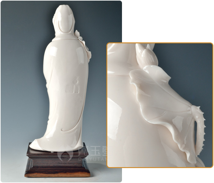 Yutang dai dehua white porcelain ceramic its art master Su Qinghe works/lotus guanyin D29-10