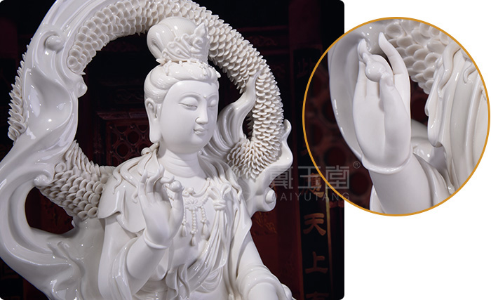 Yutang dai dehua porcelain its art furnishing articles/dragon avalokitesvara figure of Buddha guanyin D10-106
