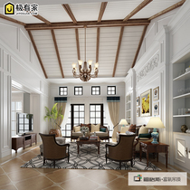 American living room ceiling modeling false beam balcony Integrated ceiling Aluminum ceiling decoration creative personality American village